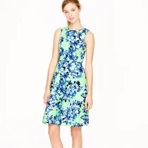 J. Crew green and blue floral fit and flare dress